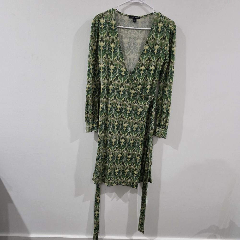 Banana Republic Womens Wrap Dress‎ Size XS Silk Blend Green Printed